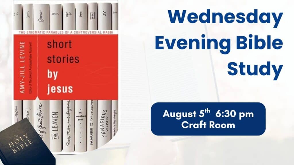Flyer for Wednesday evening Bible study at Faithbridge Presbyterian Church.