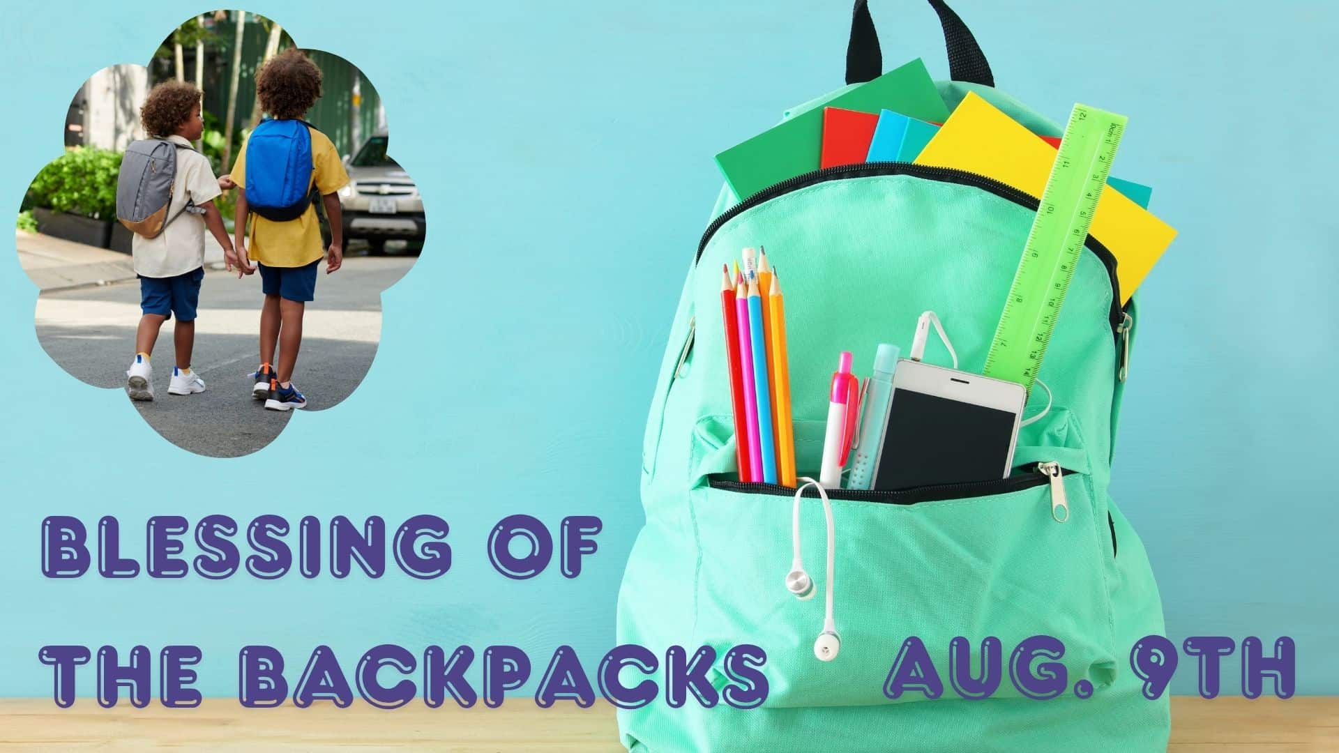 Backpack filled with school supplies for blessing event at Faithbridge Church.